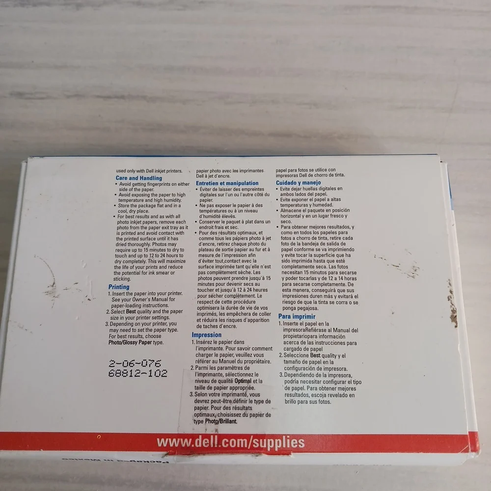 Dell Premium Photo Paper 4x6 100 Sheets High Gloss